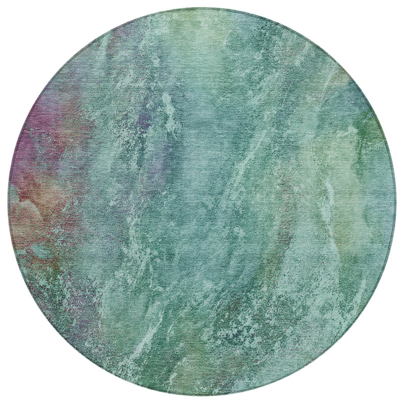 Machine Washable Indoor/Outdoor Emelia ACN2308 Abstract Rug, Round 8'