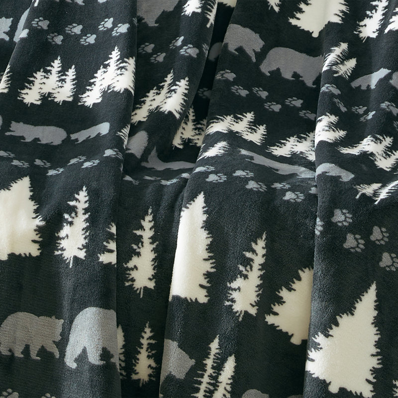 Coleman Printed Plush & Faux Fur Reversible Throw Blanket 60x80, Gray