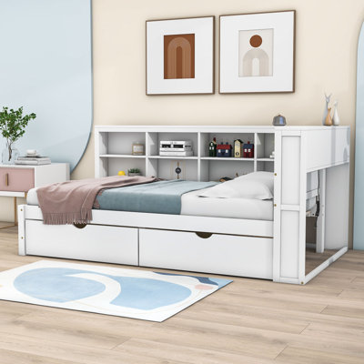 Sydia 2 Drawers Wood DayBed with and Shelves and USB Charging Ports by Wildon Home