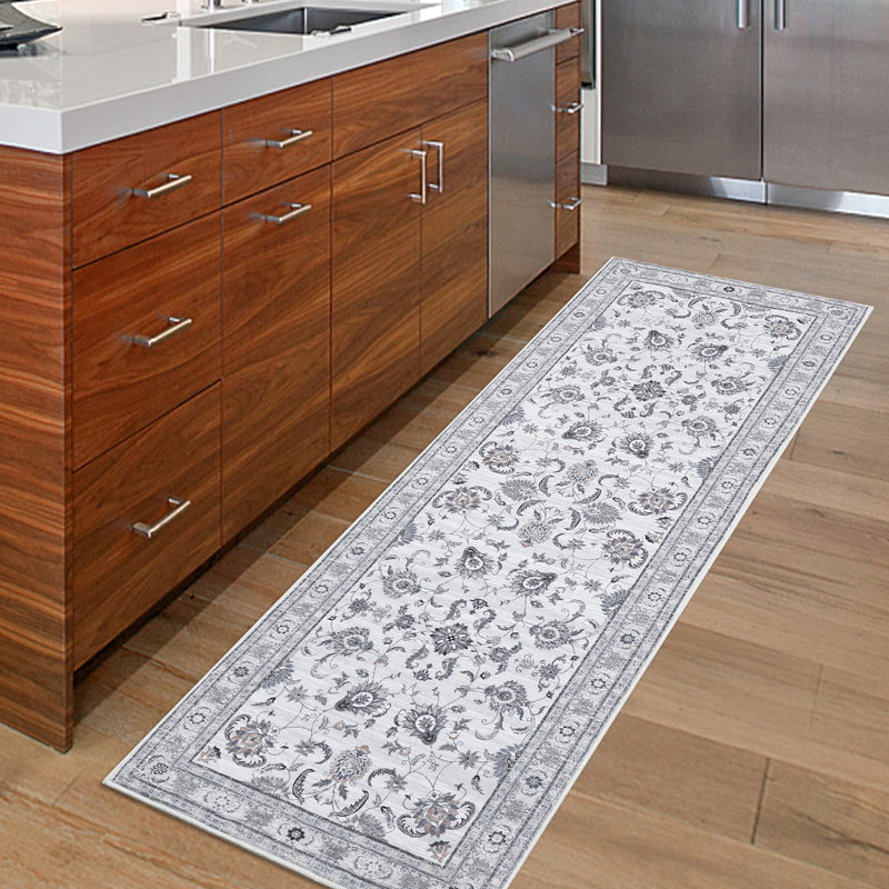 Washable Area Rug for Living Room Vintage Rococo Soft Rugs for Bedroom Stain Resistant Runner Rug for Hallway Laundry Low Pile Non Slip Distressed Accent Floor Mat Non-Shedding Foldable Rugs Indoor Office Farmhouse Decor
