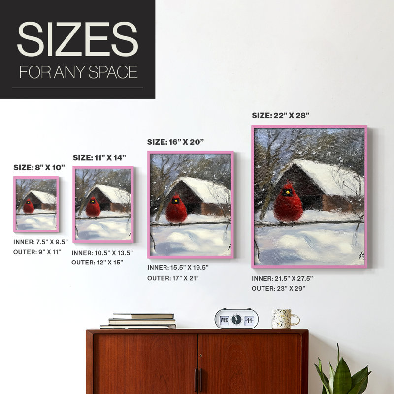 «Christmas Holiday Art CDXLV», reproduction d'art encadrée - bois massif, H 11 po x l 9 po, Rose