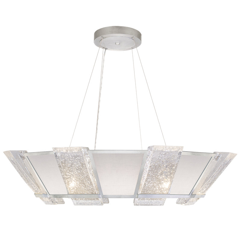 Lustre rond 38 po Crownstone, Argent, Tissu