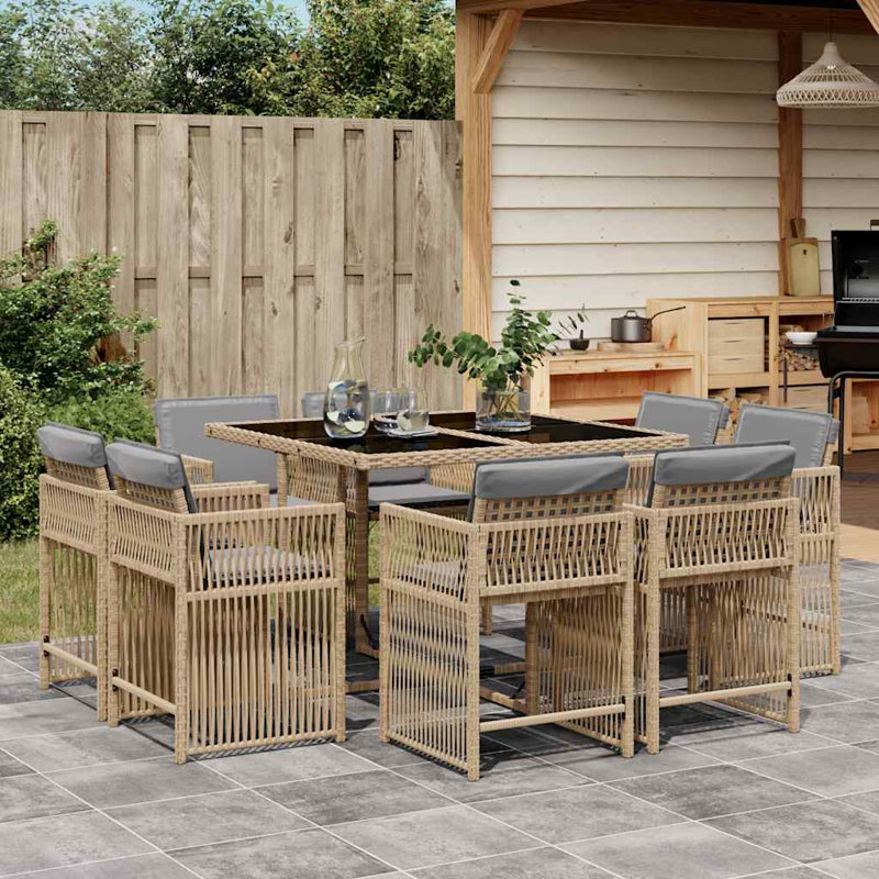 Patio Dining Set with, 73cm H x 110cm W x 106cm D, Mix Beige, Grey