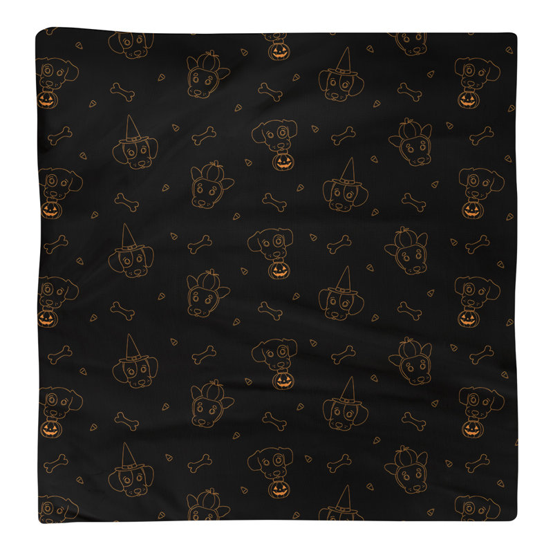 No Pattern Square Napkin, 10" x 10", Black/Orange, Cotton
