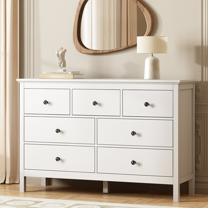47.2'' W 7 Drawer Dresser,White Dresser for Bedroom, living Room, White