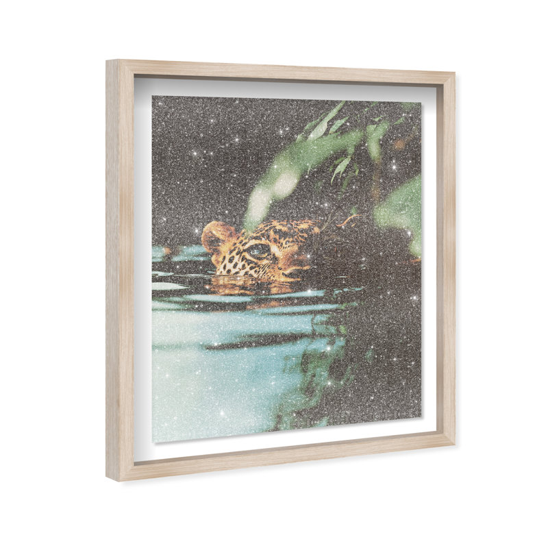 Jungle Watcher II Shadowbox Animals Print by Oliver Gal, Black Frame, 16 x 20, 37.5"H x 46.5"W, Natural Oak Shadowbox