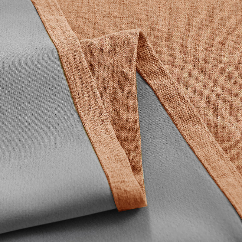 Linen Blend Blackout Curtain Panel Pair, 117cm Width x 137cm Drop, Orange