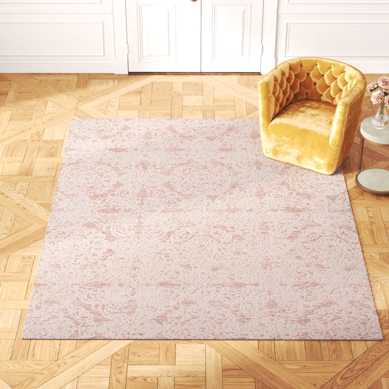 Tapis rose foncé / ivoire en laine touffetée à la main Noor, Rectangle 8 pi x 10 pi