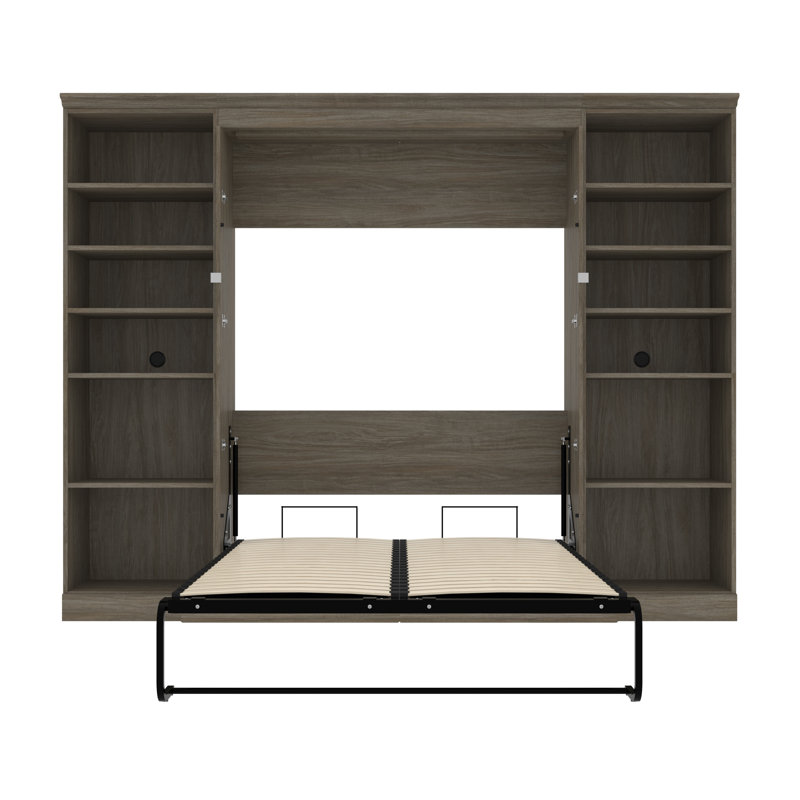Lit escamotable avec rangement bas Alvaretta, Noyer gris