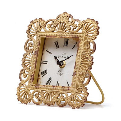Horloge de table rétro, étagère de bureau en étain Shabby Chic