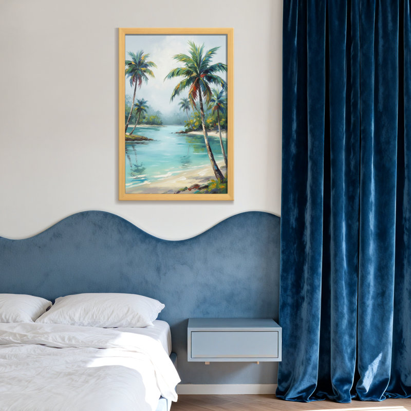 Plantes et fleurs, plage tropicale, palmiers, ciel d'eau, H 30 po x l 20 po, Toile tendue, Ne s’applique pas