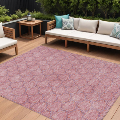 Tapis intérieur lavable à motif géométrique rose 8 pi x 10 pi