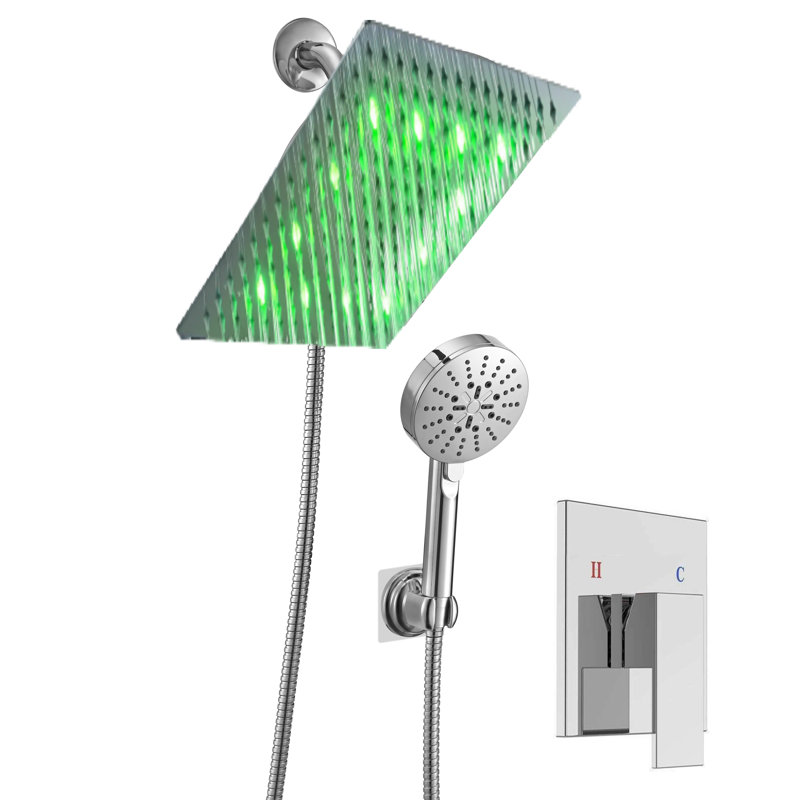 Système de douche complet à contrôle de volume avec soupape brute en acier inoxydable 5 fonctions