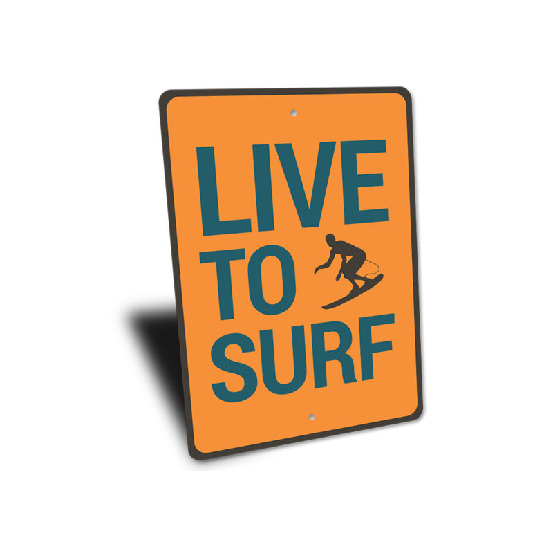 Panneau Live To Surf, H 18 po x l 12 po x P 0,06 po