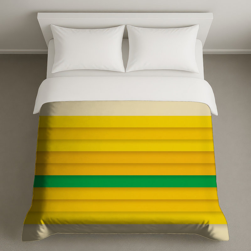 Housses de couette à rayures jaunes, Lit simple
