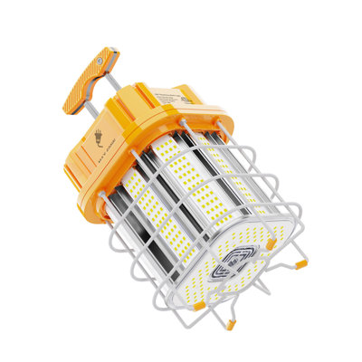 150W AC 100-277V LED Lumière de travail de construction temporaire en acier inoxydable Garde portable éclairage de travail suspendu atelier Chantier extérieur 5000K