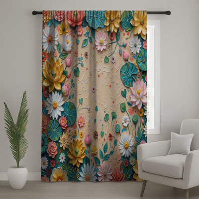 Divers rideaux de fenêtre à fleurs colorées, voilages et voilages à motif floral - 1 panneau