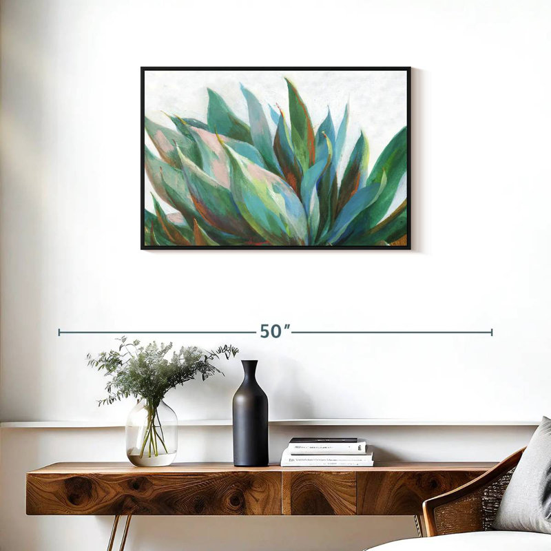 Agave vibrant, Cadre flottant noir, 31 po x 21 po