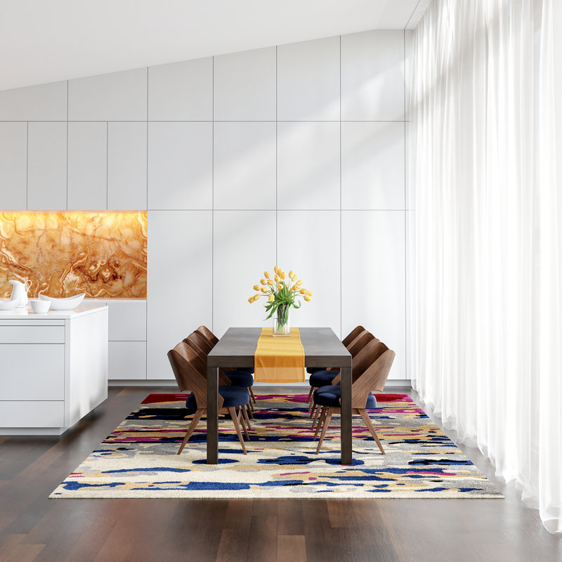 Multicolor Abstract Hand-Tufted Wool 9' x 12' Area Rug