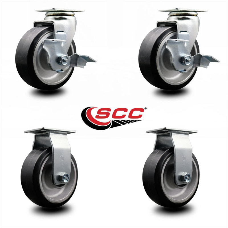 4-Piece Rubber and Aluminum Caster Set