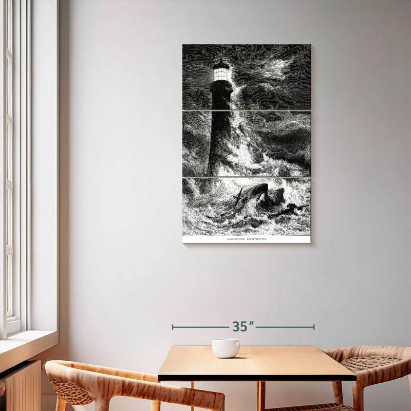 Phare d'Aletra dans la tempête, H 57 po x l 36 po
