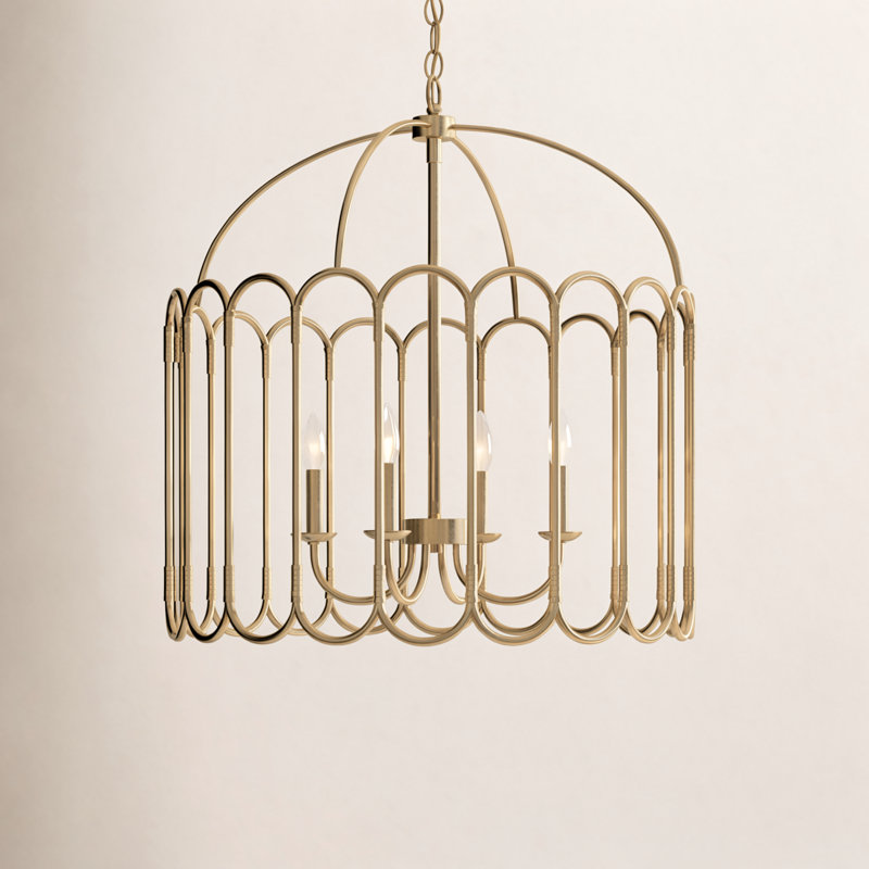 4-Light Metal Pendant, Brass