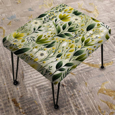 Meadow Greenery Botanical Green I - Botanical Rectangle Ottoman