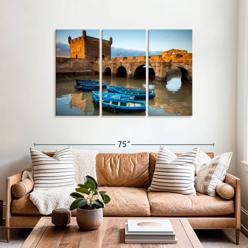 Mehar Blue Essaouira Boats, 36" H x 57" W