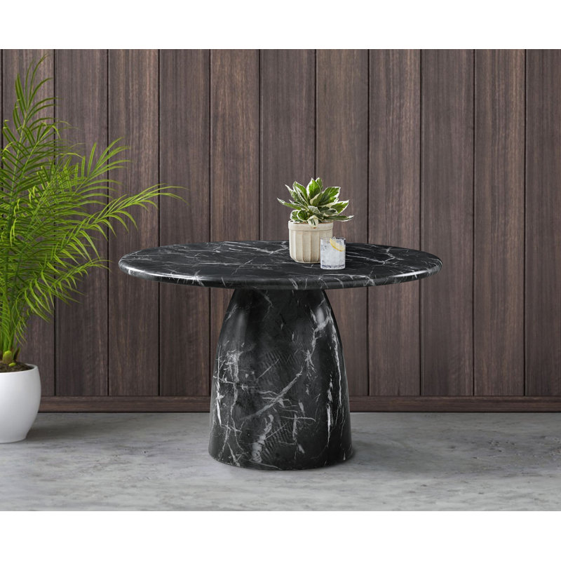 Table de salle à manger C béton, 76 cm (H) x 123 cm (L) x 123 cm (P), Noir, noir, noir, noir