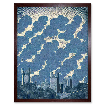 Windsor Castle Cloudy Sky Lithograph Illustration - Print