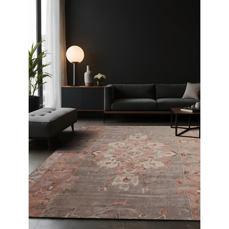 Tapis gris soyeux et moelleux, Carré 5 pi