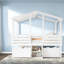 Lits avec rangement, lit mezzanine en bois aggloméré simple, style maison de campagne pour chambre d'enfant