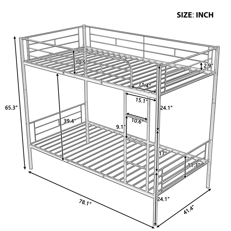 Ailleen Wooden Bunk Bed Set With Trundle, Storage, And Desk, Sliver, Twin over Twin
