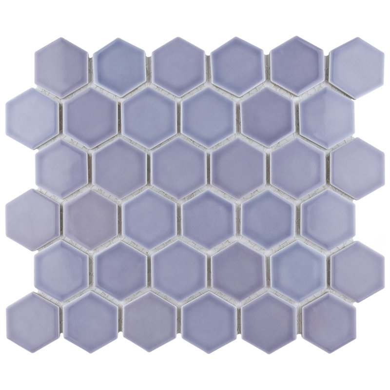 Hudson Due 2" Hex 10-7/8 " x 12-5/8 " Porcelain Mosaic Floor and Wall Tile, Lavender