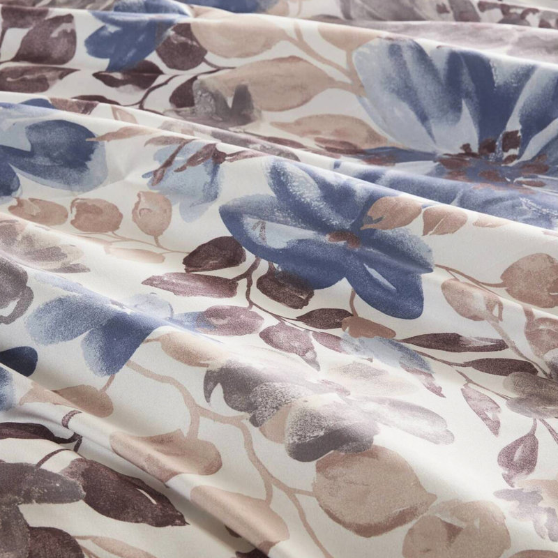 Édredon très grand bleu floral - microfibre douce, 2 taies d'oreiller incluses en microfibre très grand, rembourrage d'allergènes