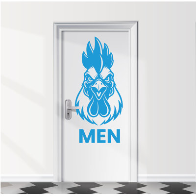 Funny Bathroom Sign Rooster Door Decal, Bar Restaurant Toilet Door Decal, Bathroom Door Sign, Man Woman Modern Signs Vinyl Stickers, WC 1112DRS