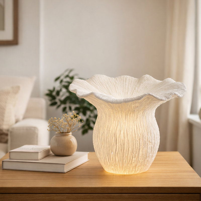 Lampe de table en résine corail, compatible avec ampoules DEL et RBG, Champignon trompette