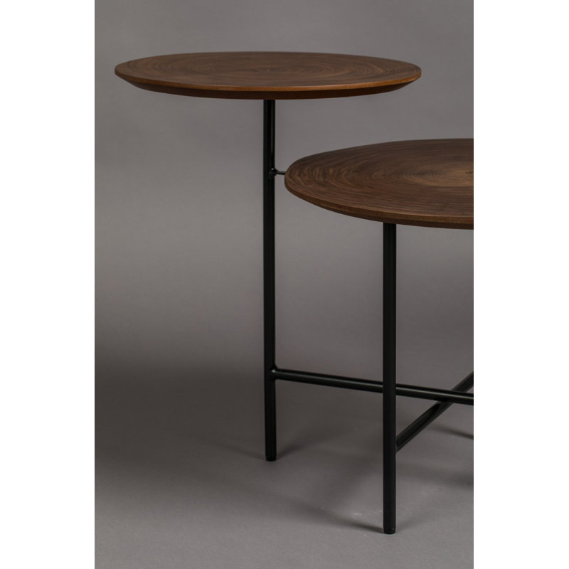Mathison Circular Duo Walnut & Iron Side Table