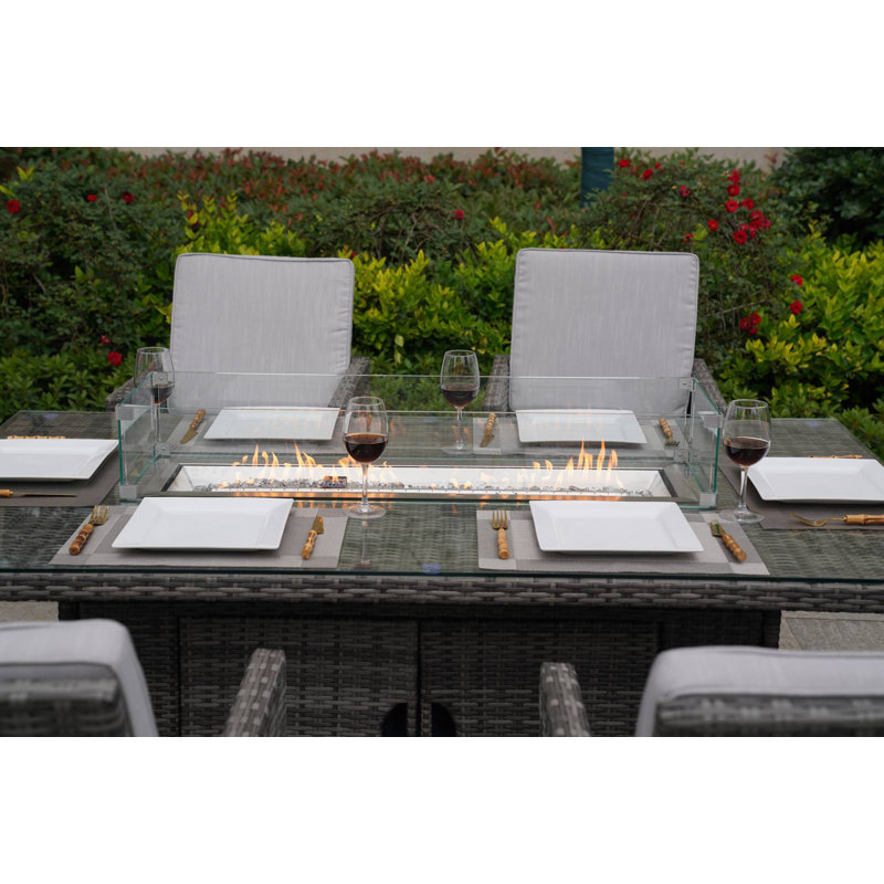 Aerolyn 8 - Person Wicker Patio Dining Set with Rectangular Table , Cushions Included