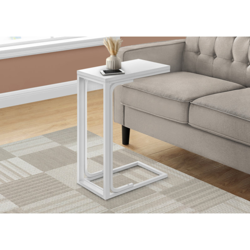Petite table basse moderne en forme de C, Blanc