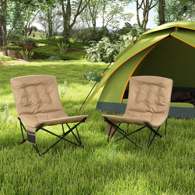 1 PCS Portable Folding Camping Chair with 500 LBS Support Side Pocket and Carry Bag by Arlmont & Co.