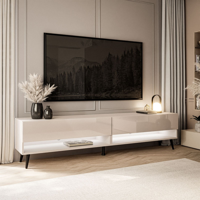 Calante TV Stand cashmire, High Gloss Cashmere/Black