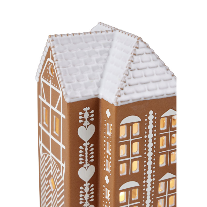 Gingerbread 6.7" Stoneware Tabletop Lantern