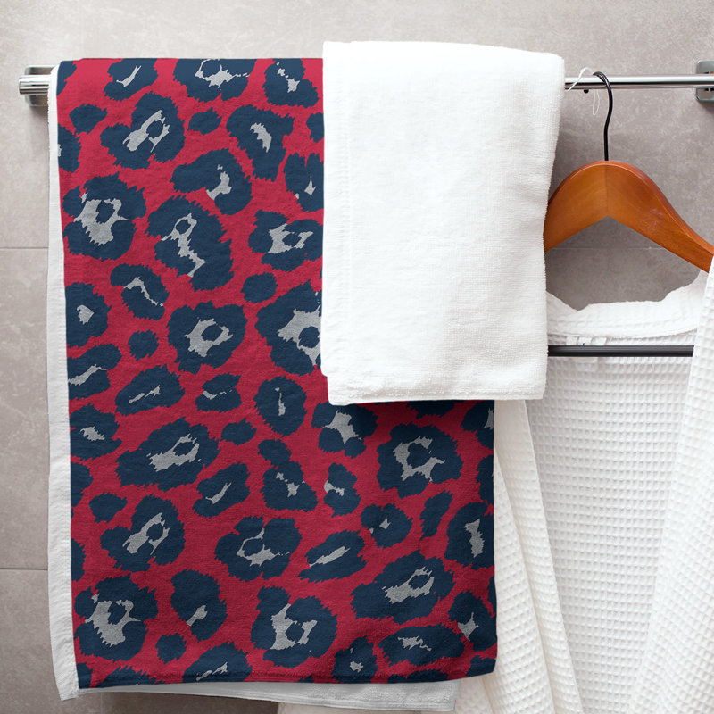 Everdene Bath Towel, Microfiber, Red/New Century Silver/Nautical Blue