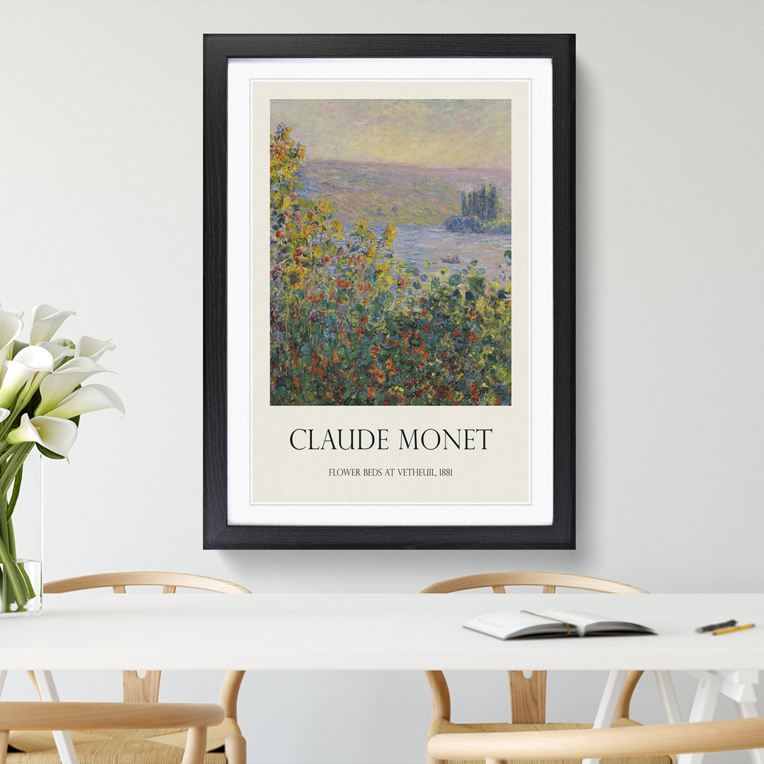 Flower Beds at Vetheuil by Claude Monet - Picture Frame Graphic Art