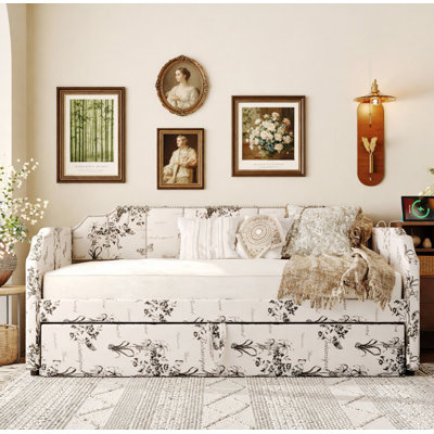 Upholstered Daybed with Pop-Up Trundle & USB Charging Ports