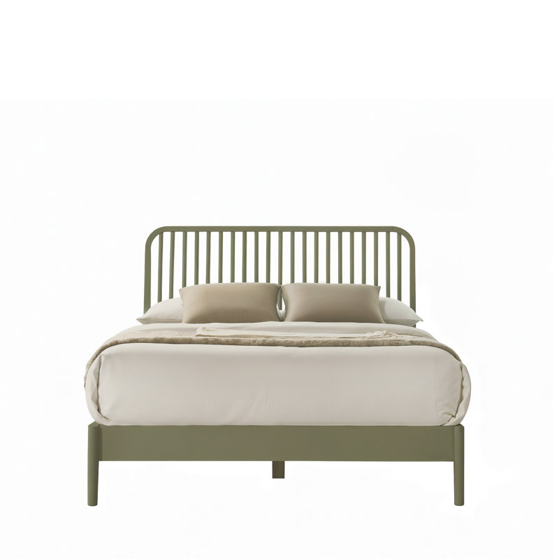 Kentwood Solid Wood Double Bed, Kale Green