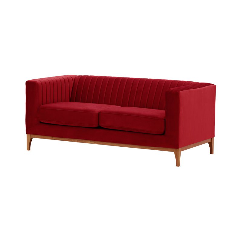 Buie Velvet Sofa, Red, Aveo