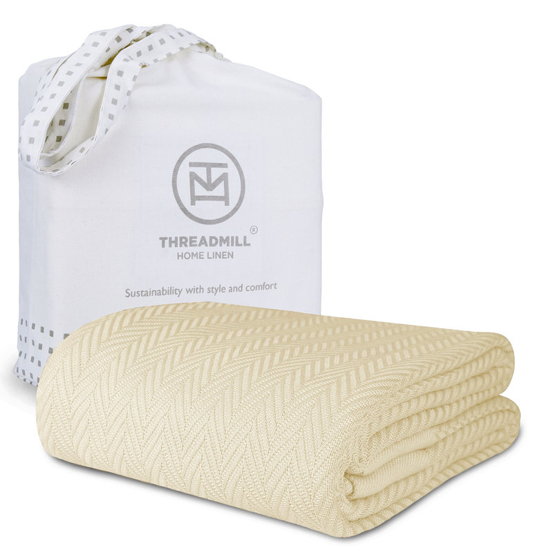Couverture 100% coton à chevrons Threadmill, Queen (90" x 92"), English Rose