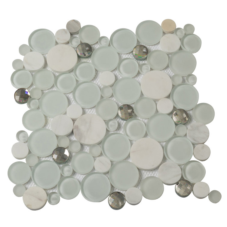 11.6"X11.6" Sparkly Glass And Stone Mosaic Tile